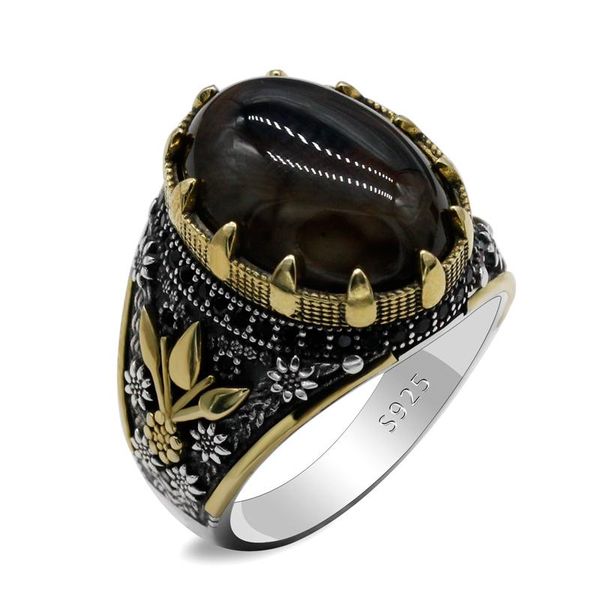 cluster rings 925 sterling silver men's natural marine agate stone print exquisite auspicious retro handmade turkish ring party gift, Golden;silver
cluster rings 925 sterling silver men's natural marine agate stone print exquisite auspicious retro handmade turkish ring party gift, Golden;silver