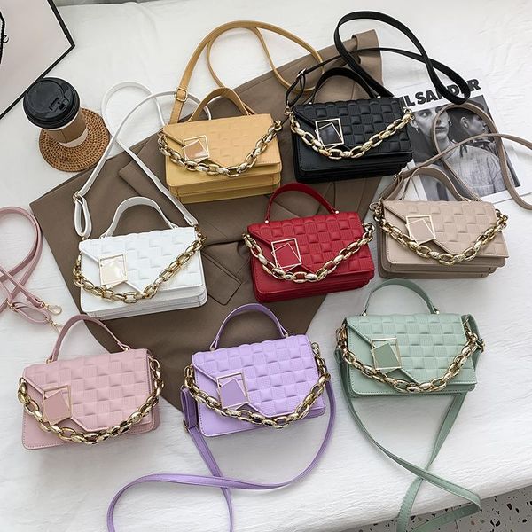 evening bags advanced solid color checkered chain portable small square bag simple lock single shoulder slant span for women
evening bags advanced solid color checkered chain portable small square bag simple lock single shoulder slant span for women