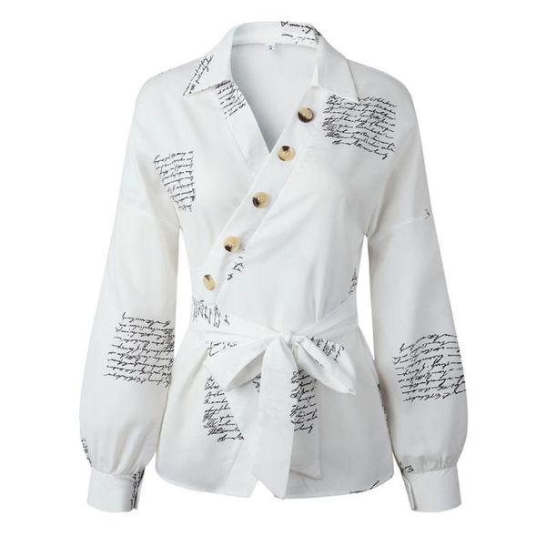 women's blouses & shirts fashion oblique buckle women elegant long sleeve letter print blouse v neck lace-up shirt lady streetwear oute, White
women's blouses & shirts fashion oblique buckle women elegant long sleeve letter print blouse v neck lace-up shirt lady streetwear oute, White