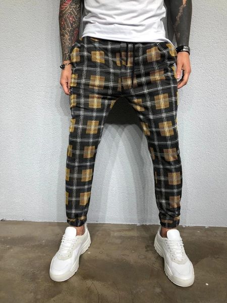 men's pants selling plaid gradient color matching sports fashion tethered low waist casual, Black
men's pants selling plaid gradient color matching sports fashion tethered low waist casual, Black