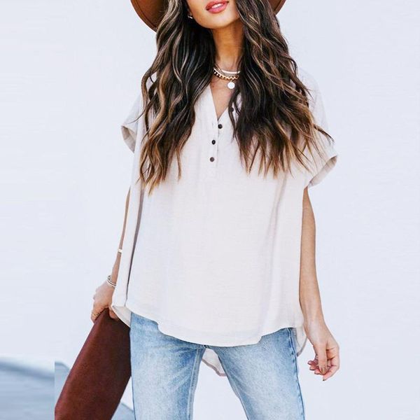 women's blouses & shirts womens blouse summer blusas loose solid color short sleeve v-neck button casual white shirt camisas de mujer
women's blouses & shirts womens blouse summer blusas loose solid color short sleeve v-neck button casual white shirt camisas de mujer