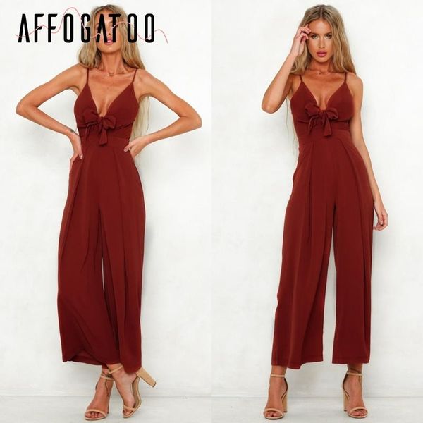 women's jumpsuits & rompers affogatoo v neck bow tie adjustable women jumpsuit 2021 elegant summer long romper chic wide leg casual str, Black;white
women's jumpsuits & rompers affogatoo v neck bow tie adjustable women jumpsuit 2021 elegant summer long romper chic wide leg casual str, Black;white
