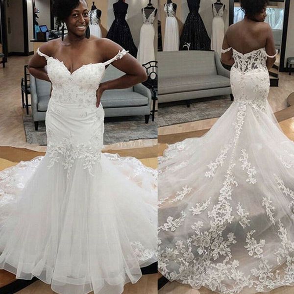 african elegant lace appliques wedding gowns off shoulder princess mermaid bridal dresses custom made vestido de novia, White
african elegant lace appliques wedding gowns off shoulder princess mermaid bridal dresses custom made vestido de novia, White