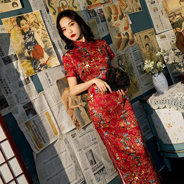 ethnic clothing women elegant print flower long slim cheongsam high split chinese traditional dress qipao vestidos plus size s-4xl, Red
ethnic clothing women elegant print flower long slim cheongsam high split chinese traditional dress qipao vestidos plus size s-4xl, Red
