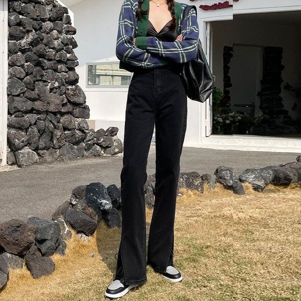women's jeans hong kong style micro-pull split fall straight, loose slimming chic mop trousers fashion, Blue
women's jeans hong kong style micro-pull split fall straight, loose slimming chic mop trousers fashion, Blue