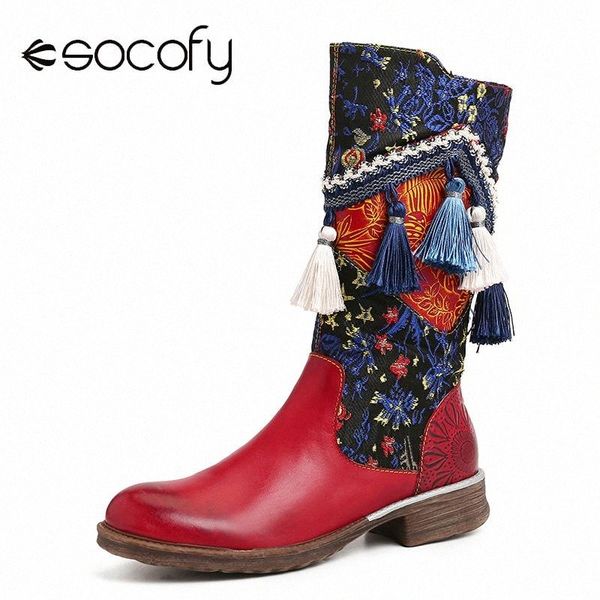 socofy colorful tassel folkways pattern genuine leather soft sole flat mid calf boots elegant women shoes botas mujer l7o2#, Black
socofy colorful tassel folkways pattern genuine leather soft sole flat mid calf boots elegant women shoes botas mujer l7o2#, Black
