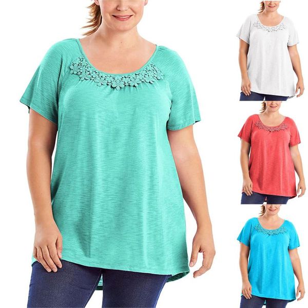 women's t-shirt 5xl plus size white for ladies blusas feminina verao 2021 women fashion soild color lace short sleeve shirt round neck
women's t-shirt 5xl plus size white for ladies blusas feminina verao 2021 women fashion soild color lace short sleeve shirt round neck