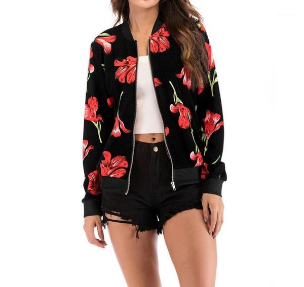 women's jackets fashion long sleeve retro floral zipper bomber jacket baseball slim casual autumn coat outwear1, Black;brown
women's jackets fashion long sleeve retro floral zipper bomber jacket baseball slim casual autumn coat outwear1, Black;brown