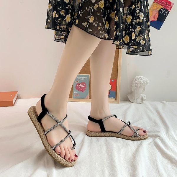 women flat sandals 2021 summer fashion casual cross straps flip flops slides rhinestone female shoes beach gladiator sandalias, Black
women flat sandals 2021 summer fashion casual cross straps flip flops slides rhinestone female shoes beach gladiator sandalias, Black
