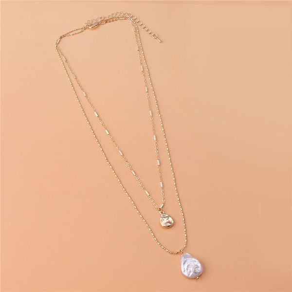 pendant necklaces minar double layering irregular metal shell faux pearls pendants for women small linked circle chain accessories, Silver
pendant necklaces minar double layering irregular metal shell faux pearls pendants for women small linked circle chain accessories, Silver