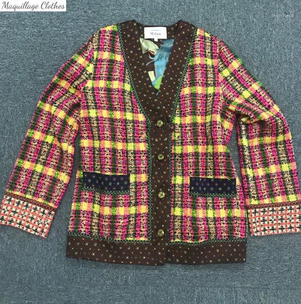 spring autumn chic women's vintage loose v-neck plaid tweed coat high qualuty women jackets c313 wool & blends, Black
spring autumn chic women's vintage loose v-neck plaid tweed coat high qualuty women jackets c313 wool & blends, Black