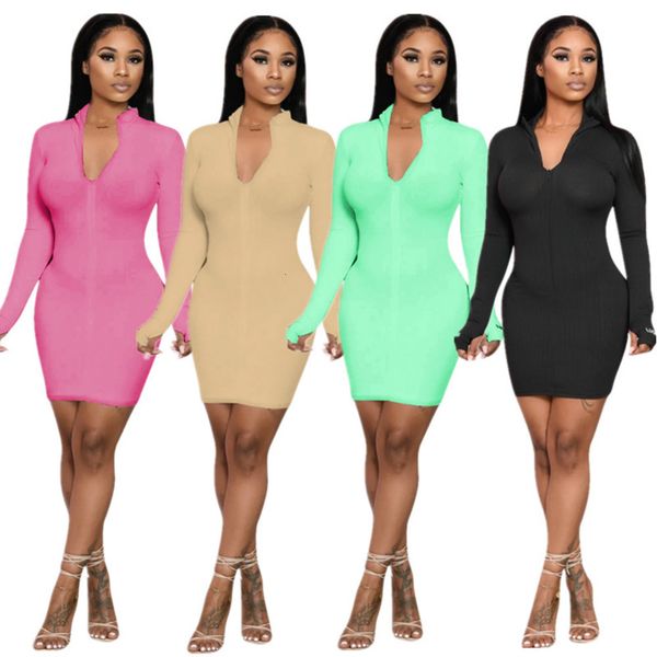 2021 solid color long sleeves slim mini with zipper women summer new style european and american fashion clothes c0nh, Black;gray
2021 solid color long sleeves slim mini with zipper women summer new style european and american fashion clothes c0nh, Black;gray