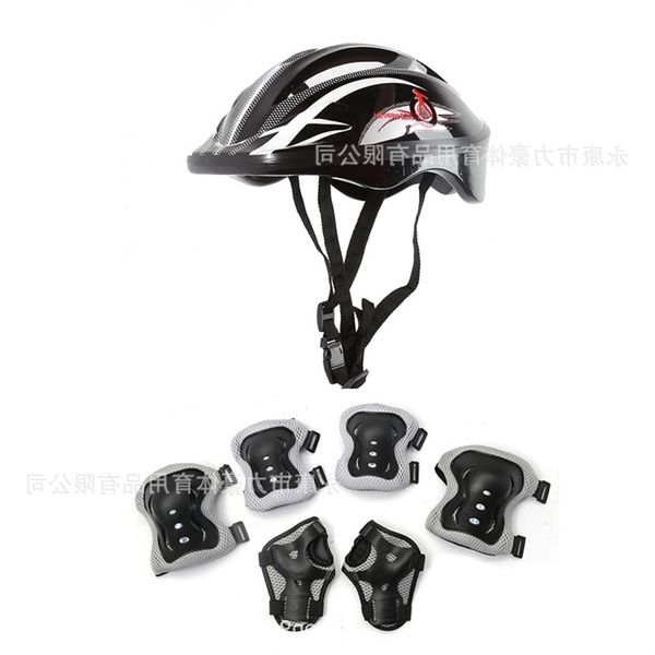 children's safety helmet set skateboard skates balance car bicycle seven piece children's protective gear, Black
children's safety helmet set skateboard skates balance car bicycle seven piece children's protective gear, Black