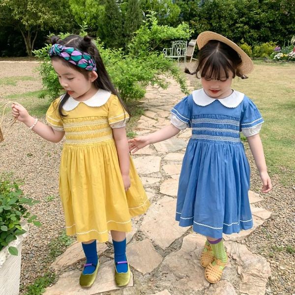 girl's dresses high-class court style doll collar retro handmade pleated girls dress summer baby girl clothes, Red;yellow
girl's dresses high-class court style doll collar retro handmade pleated girls dress summer baby girl clothes, Red;yellow