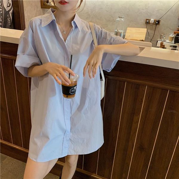 women's t-shirt for women korean sense of design niche loose western style slimming short sleeve lapel mid-length shir-shirt, White
women's t-shirt for women korean sense of design niche loose western style slimming short sleeve lapel mid-length shir-shirt, White