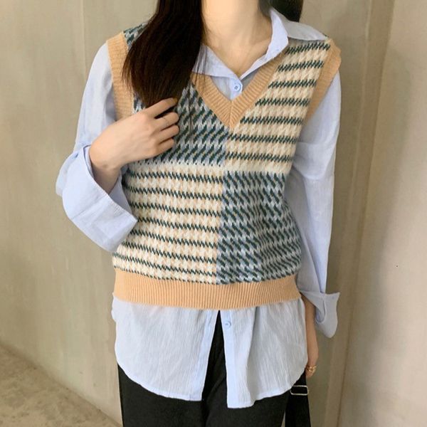 sweater, women's outside, loose style in autumn and winter, college style, overlapping waistcoat, knitted vt, net red coat, Black;white
sweater, women's outside, loose style in autumn and winter, college style, overlapping waistcoat, knitted vt, net red coat, Black;white