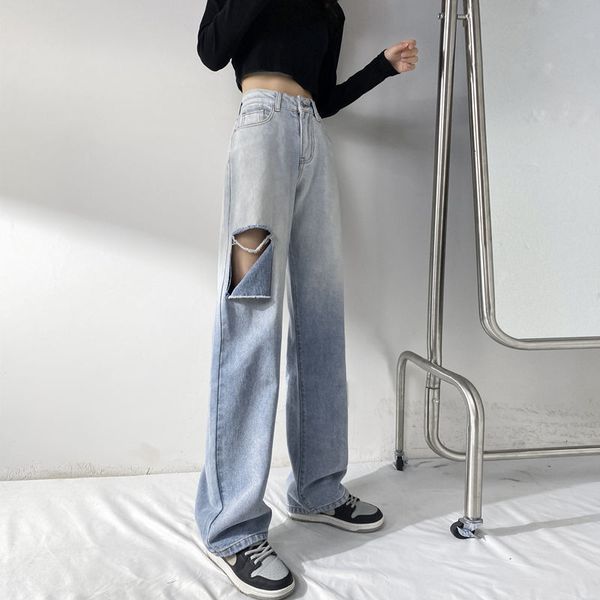 women's jeans slpbly female jeans vintage style, ripped high waist with holes in denim chic trend wxa1, Blue
women's jeans slpbly female jeans vintage style, ripped high waist with holes in denim chic trend wxa1, Blue