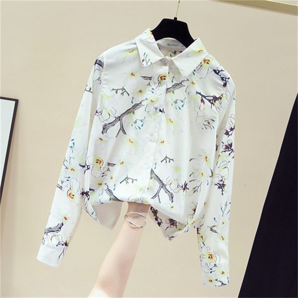 women's floral printing shirt 2021 spring new lady chiffon blouses long sleeve turn down collar sweaters korean fashion femme 9z87, Black
women's floral printing shirt 2021 spring new lady chiffon blouses long sleeve turn down collar sweaters korean fashion femme 9z87, Black