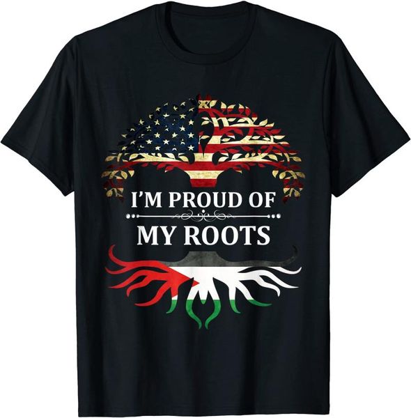men's t-shirts i'm proud of my palestinian roots t-shirt ~ palestine, White;black 
men's t-shirts i'm proud of my palestinian roots t-shirt ~ palestine, White;black