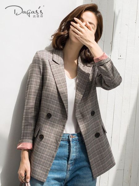 women's trench coats plaid small suit coat korean version spring 2021 short korea, Tan;black
women's trench coats plaid small suit coat korean version spring 2021 short korea, Tan;black
