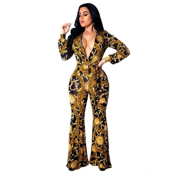 women's jumpsuits & rompers elegant gold print jumpsuit women casual long sleeve deep v neck lace up bandage night club female body ove, Black;white
women's jumpsuits & rompers elegant gold print jumpsuit women casual long sleeve deep v neck lace up bandage night club female body ove, Black;white
