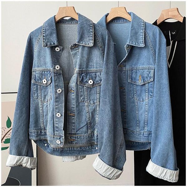 women's jackets retro frayed irregular denim jacket women spring 2021 washed distressed long sleeve ladies, Black;brown
women's jackets retro frayed irregular denim jacket women spring 2021 washed distressed long sleeve ladies, Black;brown