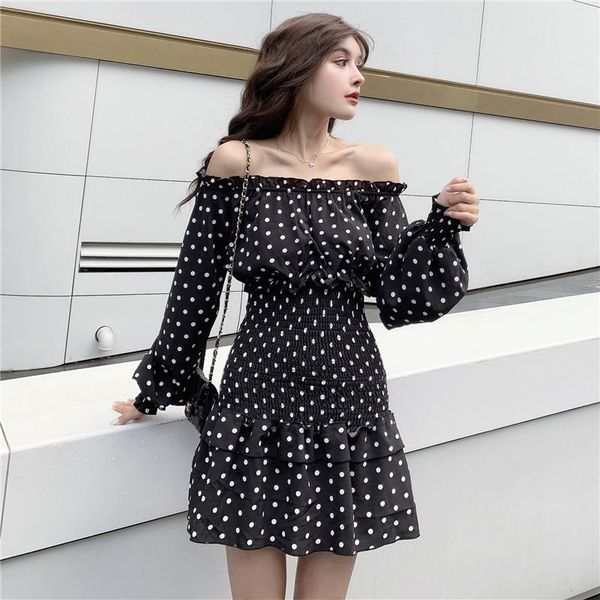casual dresses female clothing women's dress summer style strapless mini long sleeve one-line dot a-line temperament fashion commuter m2, Black;gray
casual dresses female clothing women's dress summer style strapless mini long sleeve one-line dot a-line temperament fashion commuter m2, Black;gray