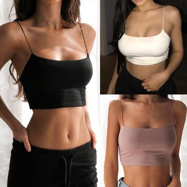 casual harness bra vest womens tank crop summer solid sleeveless camis, White