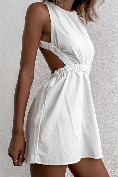 sleeveless personality solid color womens dresses cross backless high waist short for summer chic and comfortable, Black;gray
sleeveless personality solid color womens dresses cross backless high waist short for summer chic and comfortable, Black;gray