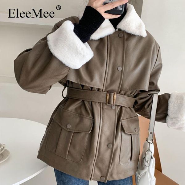 women's leather & faux eleemee women jacket with fur short pu winter coat sashes slim zip 2022 arrival female outerwear size m-l, Black
women's leather & faux eleemee women jacket with fur short pu winter coat sashes slim zip 2022 arrival female outerwear size m-l, Black
