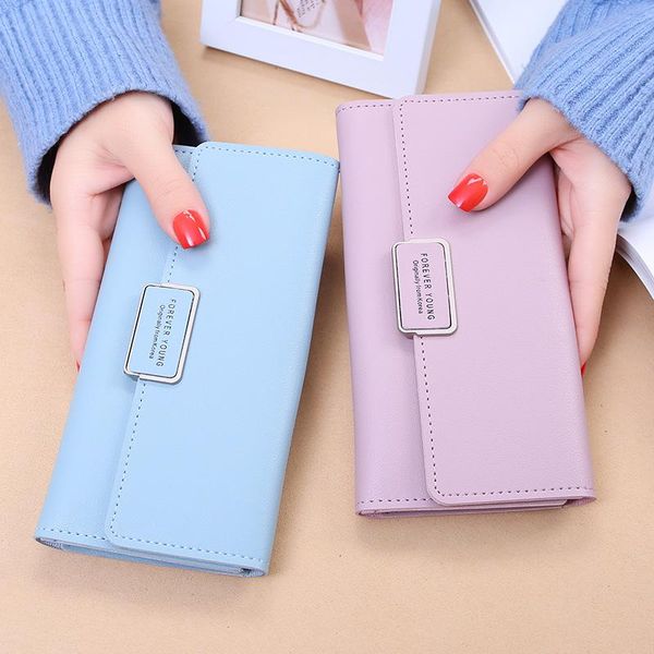 card holders women's wallet korean style tri-fold long buckle clutch bag multi-card pocket, Brown;gray
card holders women's wallet korean style tri-fold long buckle clutch bag multi-card pocket, Brown;gray