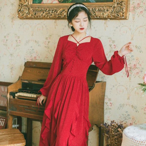 casual dresses 2021 fashion fang ling lantern sleeve waist down was thin lotus leaf dress, Black;gray
casual dresses 2021 fashion fang ling lantern sleeve waist down was thin lotus leaf dress, Black;gray