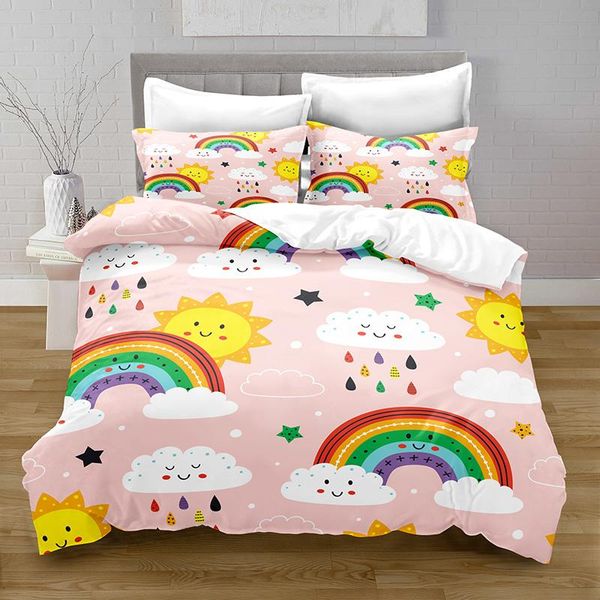 bedding sets 100% polyester cartoon rainbow digital printing cover set with pillowcase bed for girl comforter 
bedding sets 100% polyester cartoon rainbow digital printing cover set with pillowcase bed for girl comforter