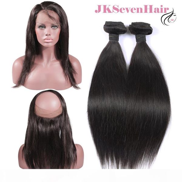 360 lace frontal wig +2 bundles straight brazilian virgin human hair lace wig indian peruvian malaysian 130 density wig with bundles, Black
360 lace frontal wig +2 bundles straight brazilian virgin human hair lace wig indian peruvian malaysian 130 density wig with bundles, Black