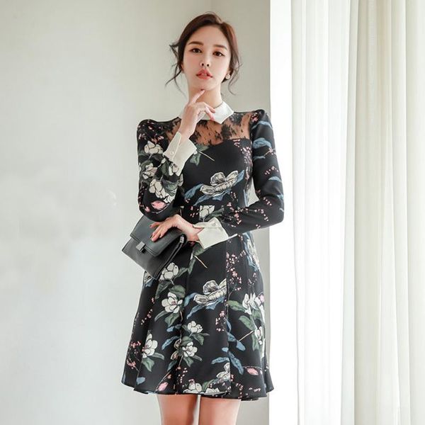 casual dresses high waist vintage dress a-line style women full sleeve flower print slim feminino elegant dressesa6100, Black;gray
casual dresses high waist vintage dress a-line style women full sleeve flower print slim feminino elegant dressesa6100, Black;gray