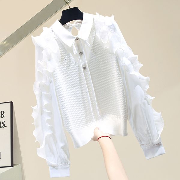2021 Spring Newly Arrived Solid v Chiffon Neckline Shirt Lace with Edge of Office Wood Ear Lady to Woman Jnl8, White
2021 Spring Newly Arrived Solid v Chiffon Neckline Shirt Lace with Edge of Office Wood Ear Lady to Woman Jnl8, White