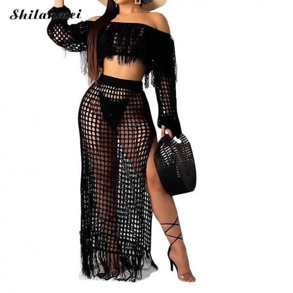 women's tracksuits summer design 2021 women hollow tassel two piece set short crop plus size long sleeve black nightclub suits bod, Gray
women's tracksuits summer design 2021 women hollow tassel two piece set short crop plus size long sleeve black nightclub suits bod, Gray