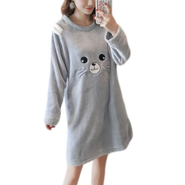 womens winter thicken flannel long sleeve nightgown cute cartoon animal bear printed sleepwear sweet student loose knee length, Black;red
womens winter thicken flannel long sleeve nightgown cute cartoon animal bear printed sleepwear sweet student loose knee length, Black;red
