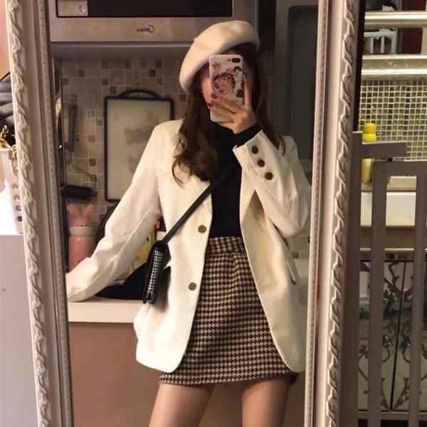 women's jackets 2021autumn korean style british fried street, Black;brown 
women's jackets 2021autumn korean style british fried street, Black;brown
