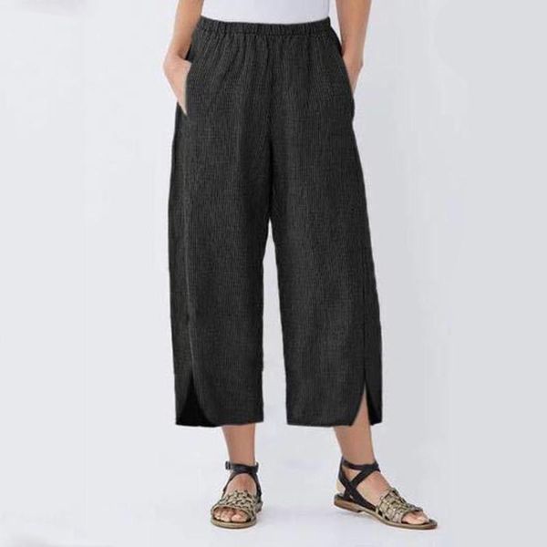women's pants & capris fashion women wide leg with pocket loose solid color elastic waist cropped casual ladies straight slit trousers, Black;white
women's pants & capris fashion women wide leg with pocket loose solid color elastic waist cropped casual ladies straight slit trousers, Black;white