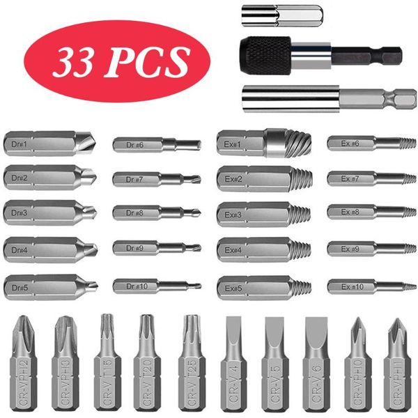 professional hand tool sets 33pcs damaged screw extractor stripped bolt kit with extension bit holder and socket adapter
professional hand tool sets 33pcs damaged screw extractor stripped bolt kit with extension bit holder and socket adapter