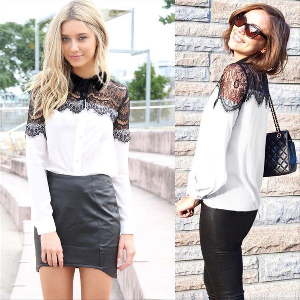 lace chiffon see through womens shirts black white splicing long sleeve elegant retro cute lightweight tunic
lace chiffon see through womens shirts black white splicing long sleeve elegant retro cute lightweight tunic