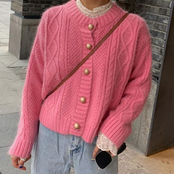 women's knits & tees 2021 autumn winter style korean fashion pink twist knitted cardigan loose and lazy wind sweater casual coat sueter, White
women's knits & tees 2021 autumn winter style korean fashion pink twist knitted cardigan loose and lazy wind sweater casual coat sueter, White