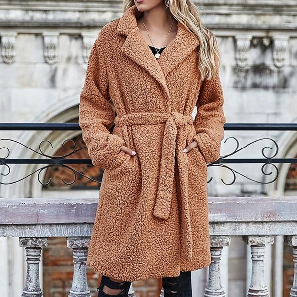 women's wool & blends autumn and winter coat women long sleeved mid length lapel cardigan thickened bubble fleece coats jackets 2021, Black
women's wool & blends autumn and winter coat women long sleeved mid length lapel cardigan thickened bubble fleece coats jackets 2021, Black
