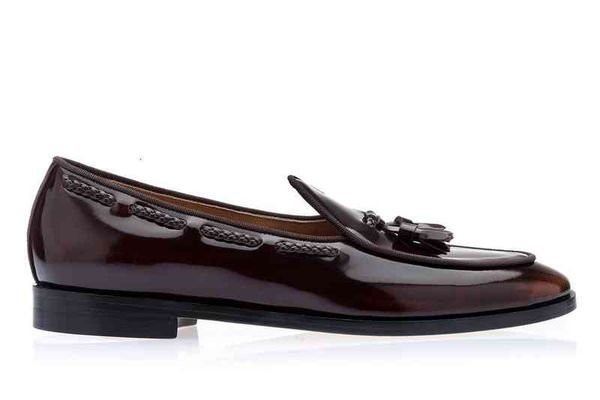man luxury men patent leather loafers dress shoes flats tassel round toes slip-on sapato feminino male homecoming brown size 39-46, Black
man luxury men patent leather loafers dress shoes flats tassel round toes slip-on sapato feminino male homecoming brown size 39-46, Black