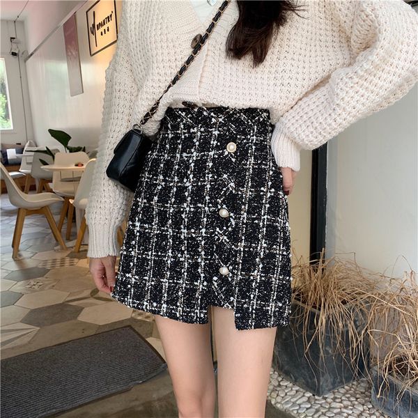 2021 plaid tweed skirts thicken women winter elegant single-breasted short mini waist female a-line skirt 295r, Black
2021 plaid tweed skirts thicken women winter elegant single-breasted short mini waist female a-line skirt 295r, Black
