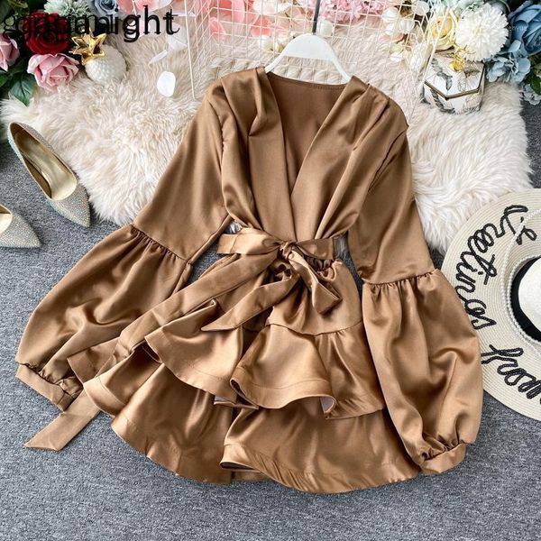 casual dresses gaganight elegant women party dress chiffon long sleeve v neck ruffles sash solid short female korean fashion vestidos, Black;gray
casual dresses gaganight elegant women party dress chiffon long sleeve v neck ruffles sash solid short female korean fashion vestidos, Black;gray