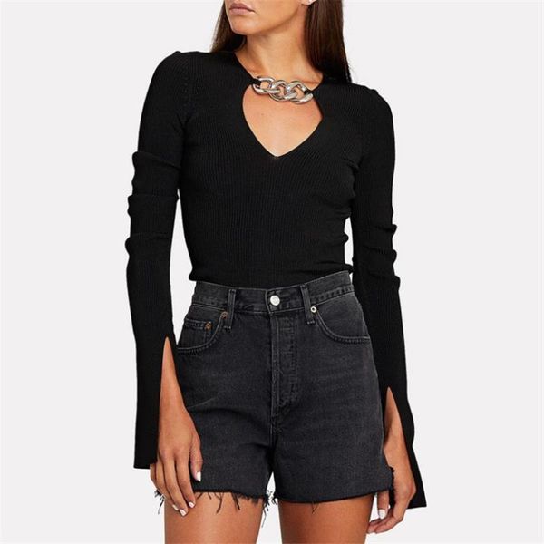 women's sweaters early autumn chain tassel black knit sweater slim pullover v-neck long sleeve base, White;black
women's sweaters early autumn chain tassel black knit sweater slim pullover v-neck long sleeve base, White;black