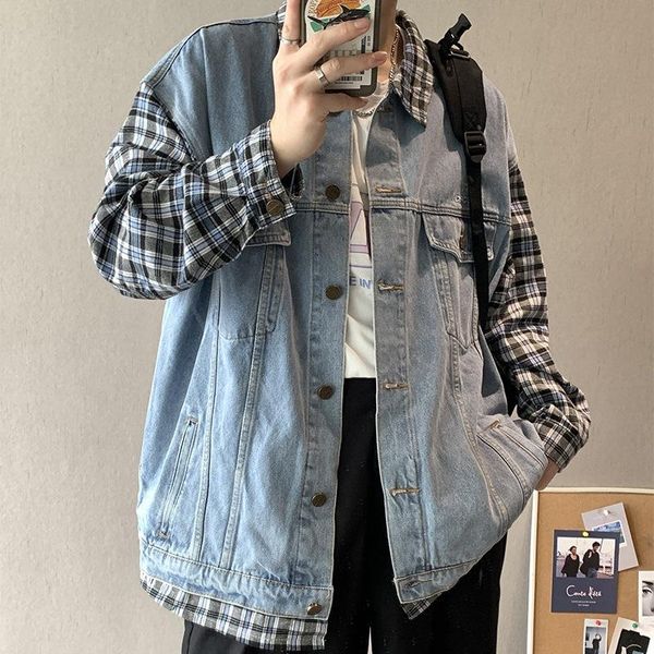 fashion men's jeans slim fit men's jacket jeans coat ins tide brand fake two-piece splicing students denim jacket overcoat, Black;brown
fashion men's jeans slim fit men's jacket jeans coat ins tide brand fake two-piece splicing students denim jacket overcoat, Black;brown
