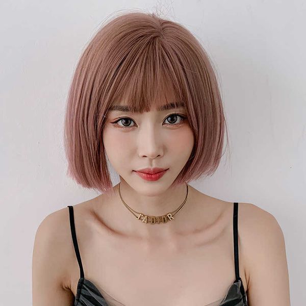 wig female air bangs ffy bobhead pink head set personality ear length short hair, Black
wig female air bangs ffy bobhead pink head set personality ear length short hair, Black